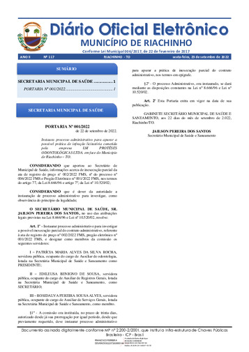 Diário Oficial - Edição 117