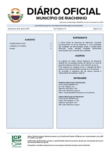 Diário Oficial - Edição 017/2021