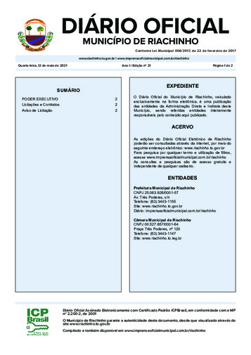 Diário Oficial - Edição 021/2021