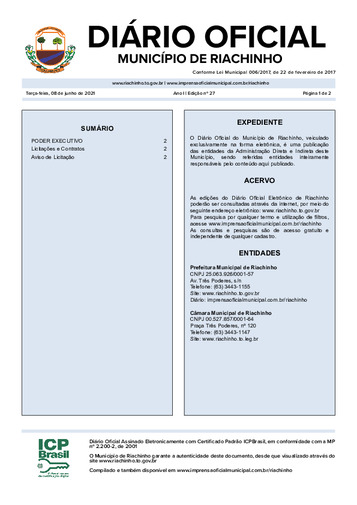 Diário Oficial - Edição 027/2021