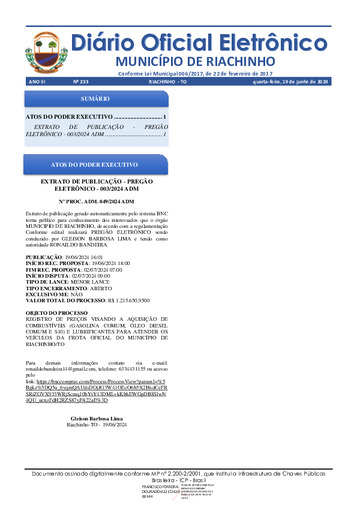 Diário Oficial - Edição 233