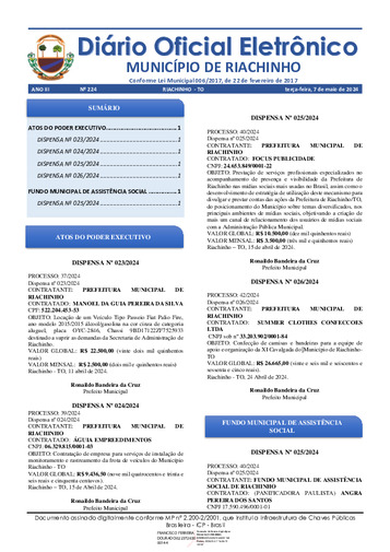 Diário Oficial - Edição 224