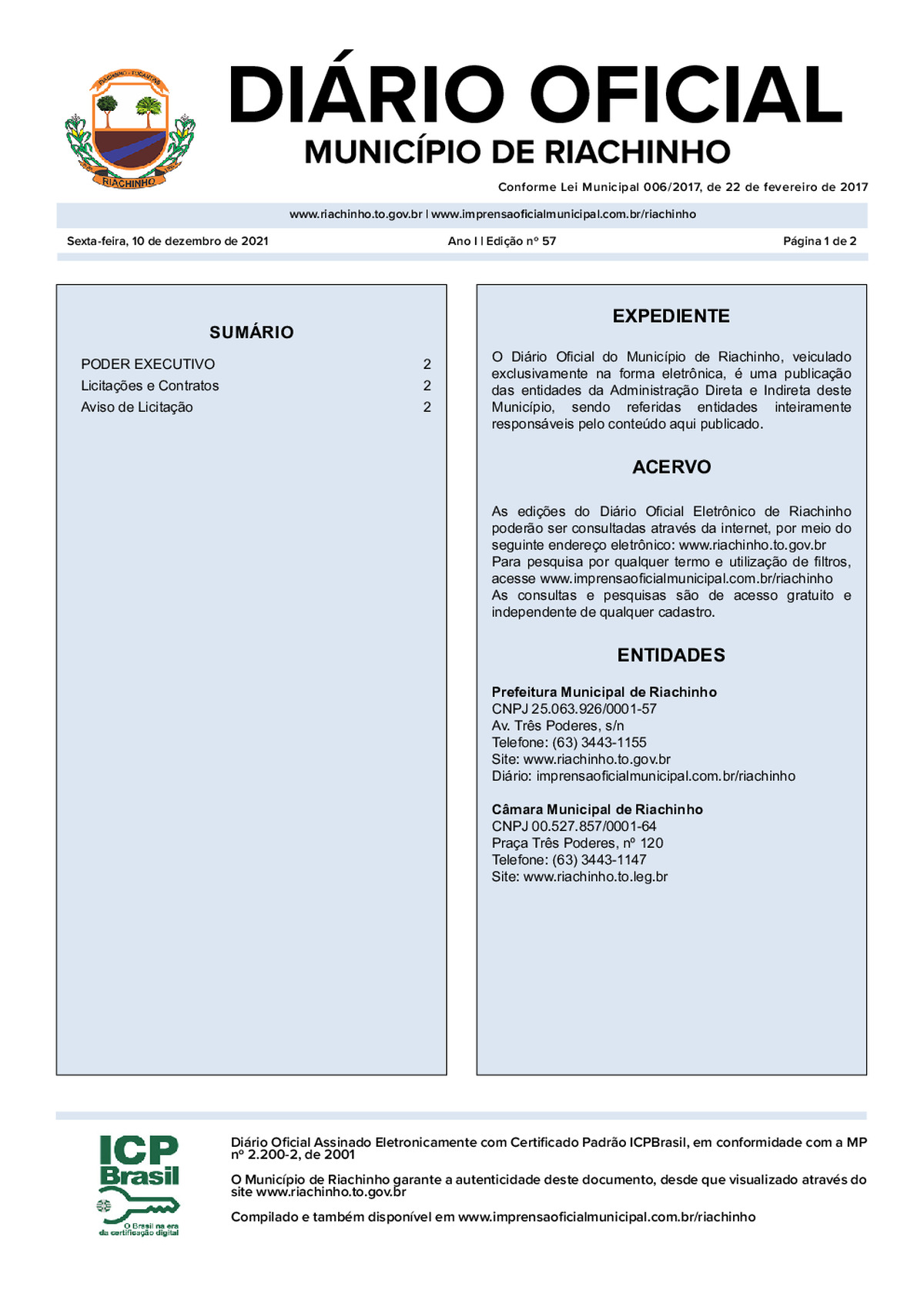 Diário Oficial - Edição 057/2021