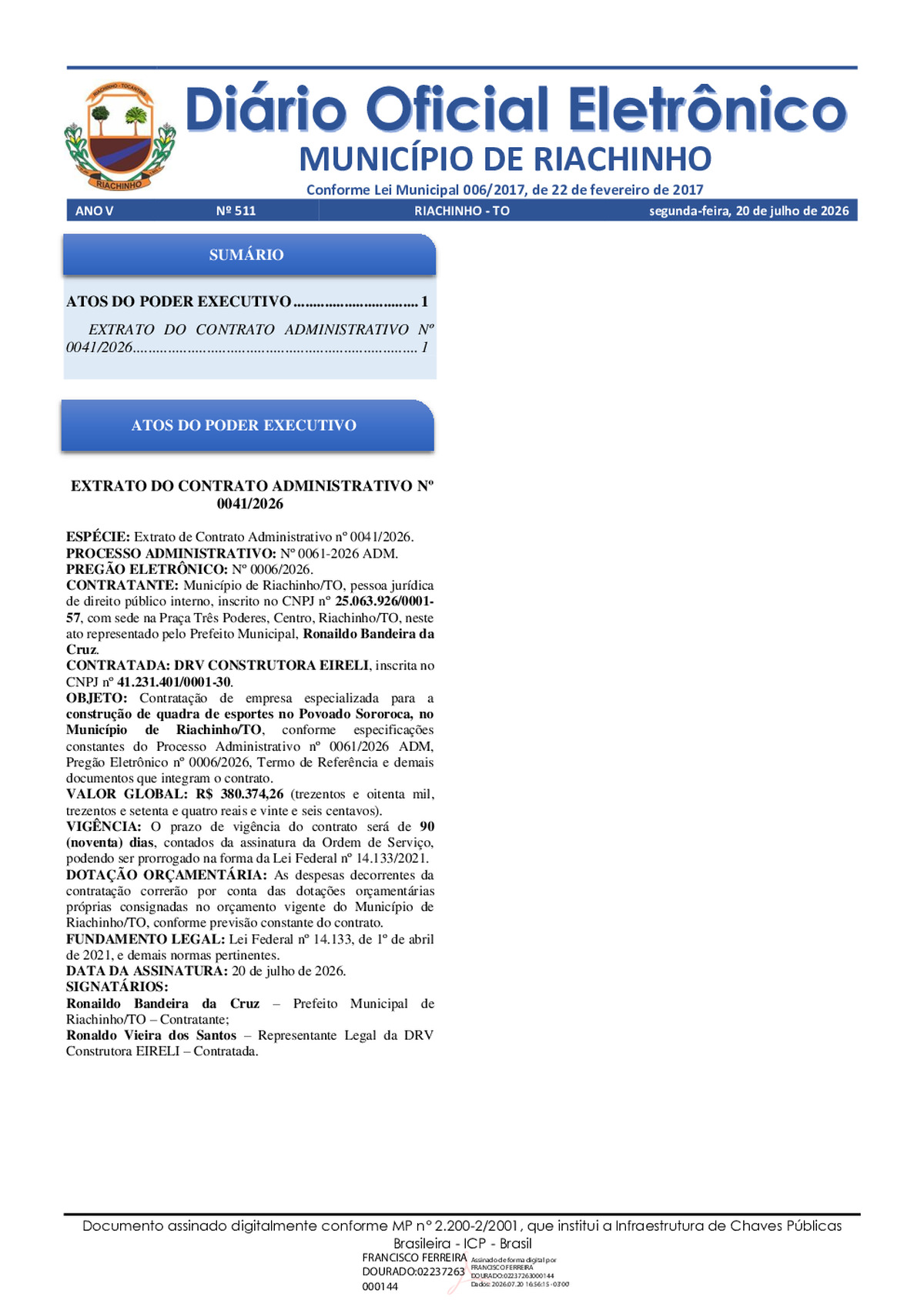 Diário Oficial N° 511
