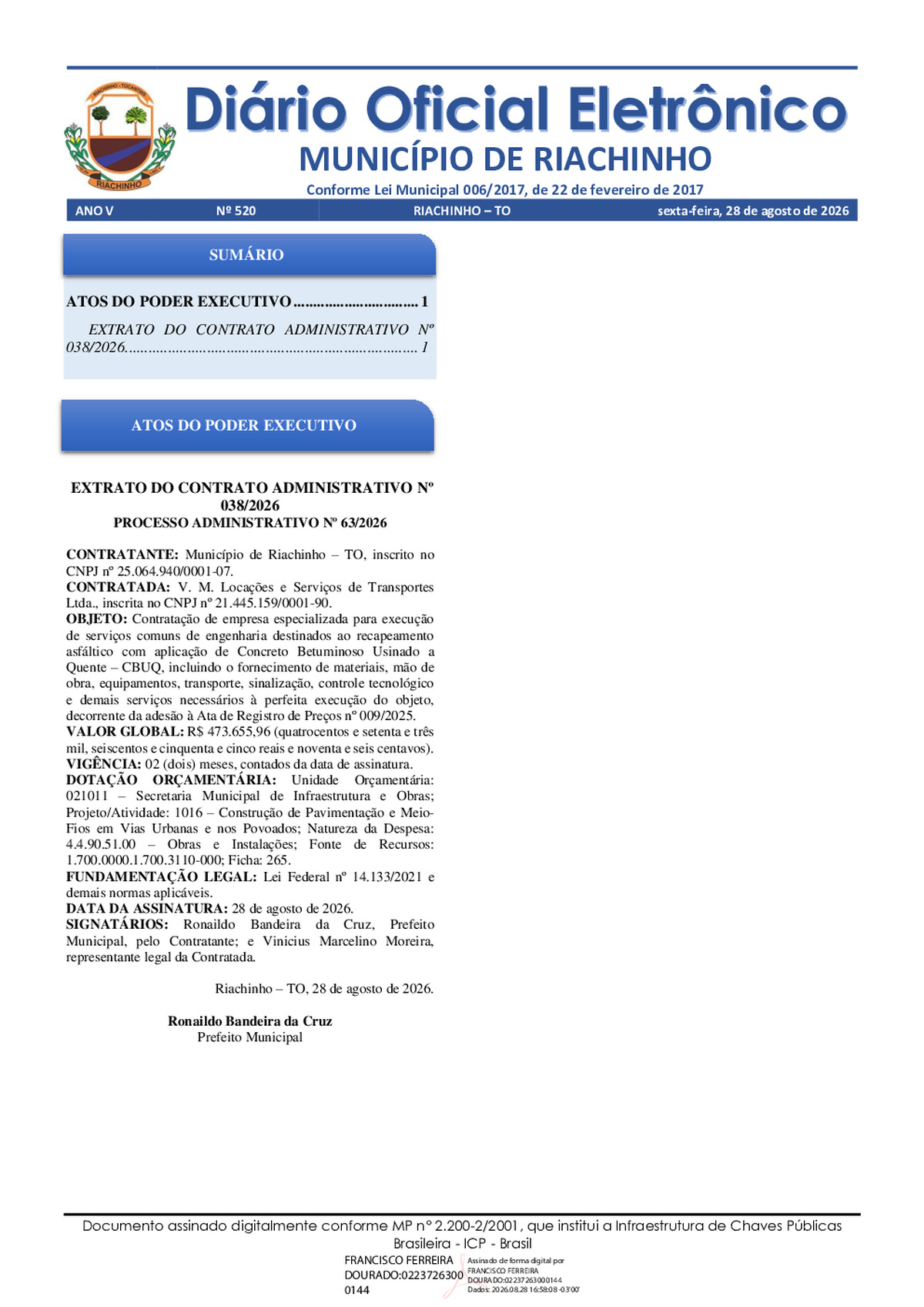 Diário Oficial N° 520