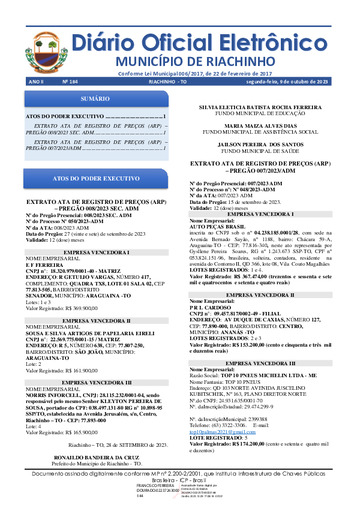 Diário Oficial - Edição 184