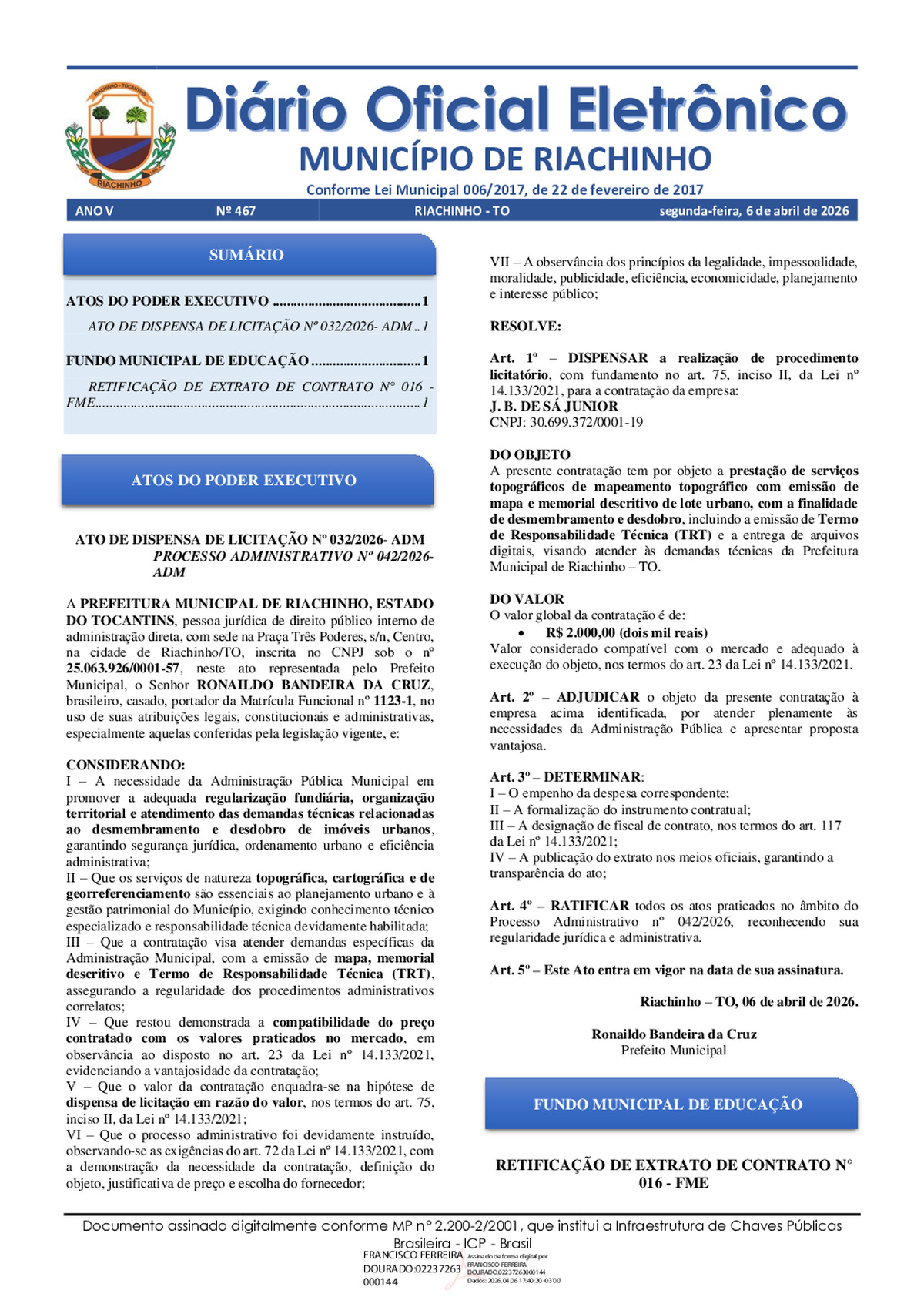 Diário Oficial N° 467