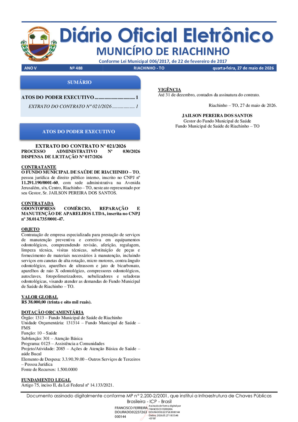 Diário Oficial N° 488