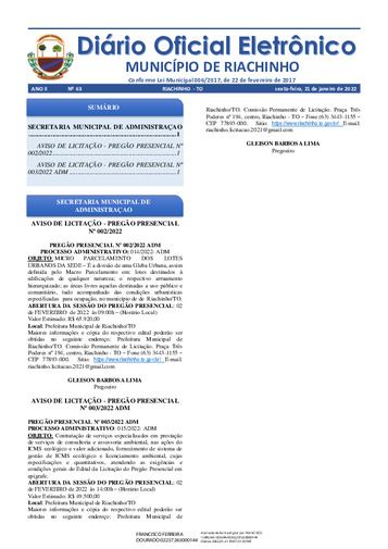 Diário Oficial - Edição 063