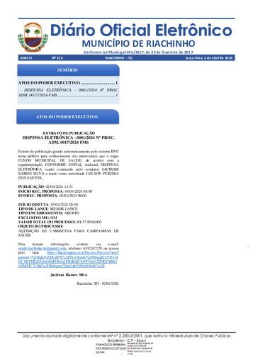 Diário Oficial - Edição 214