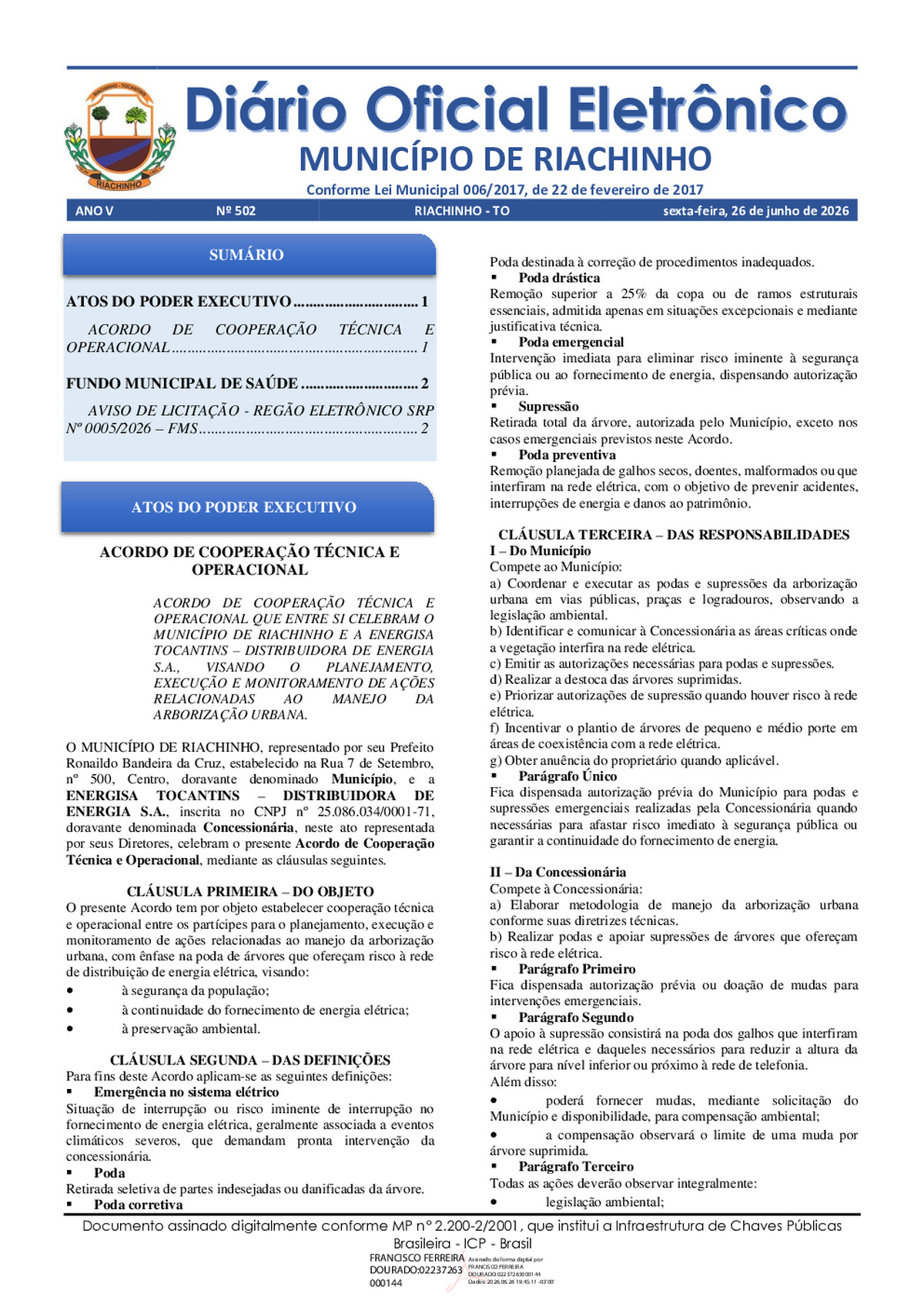 Diário Oficial N° 502