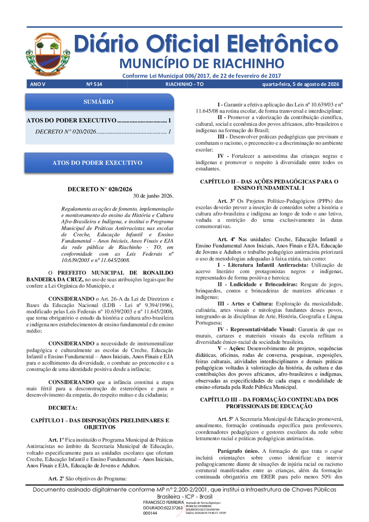 Diário Oficial N° 514
