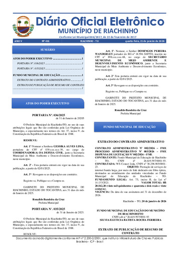 Diário Oficial - Edição 431