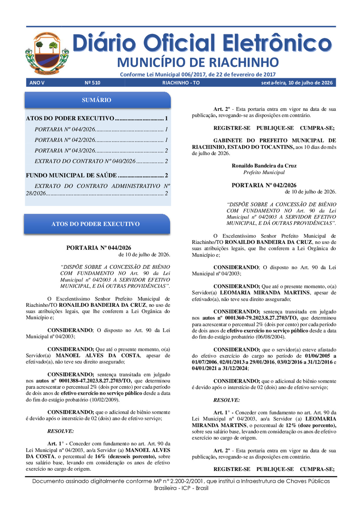 Diário Oficial N° 510