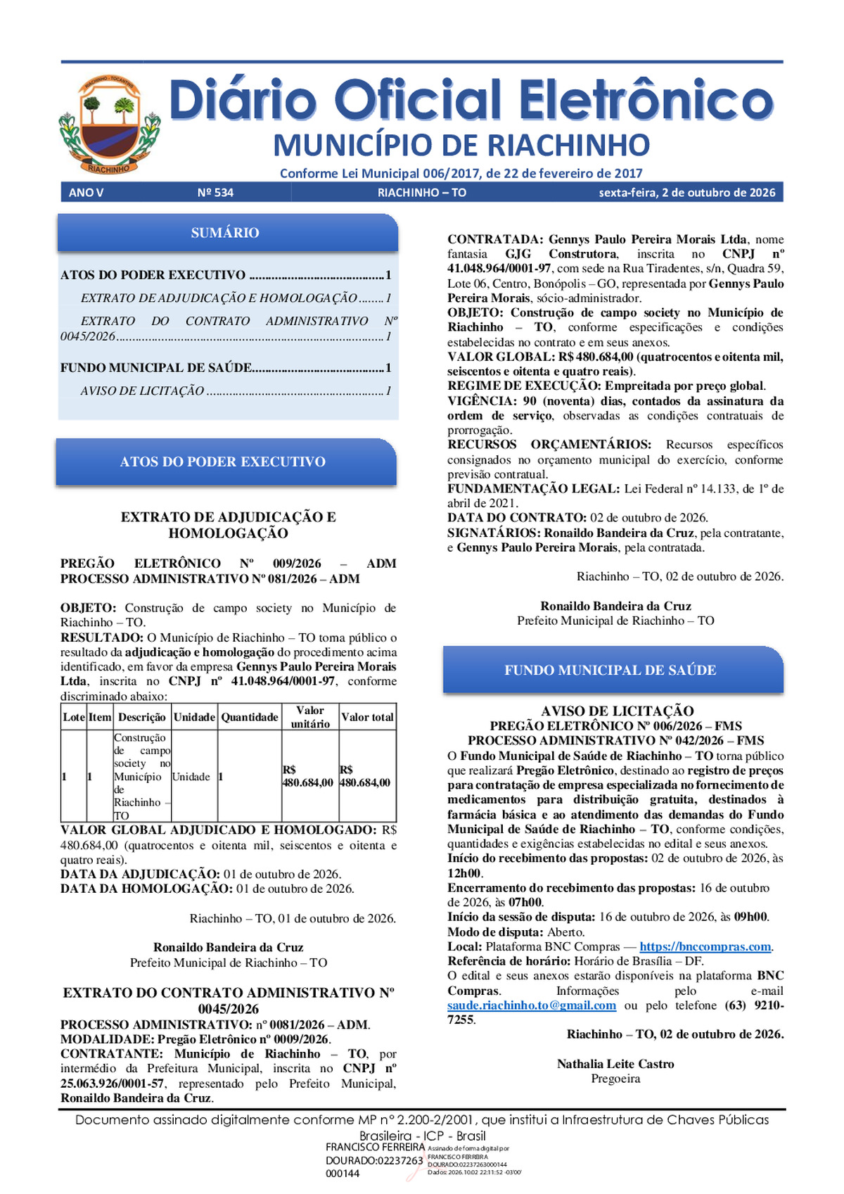 Diário Oficial N° 534