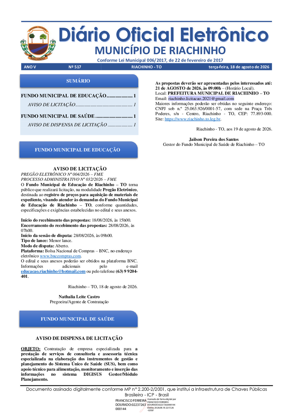 Diário Oficial N° 517