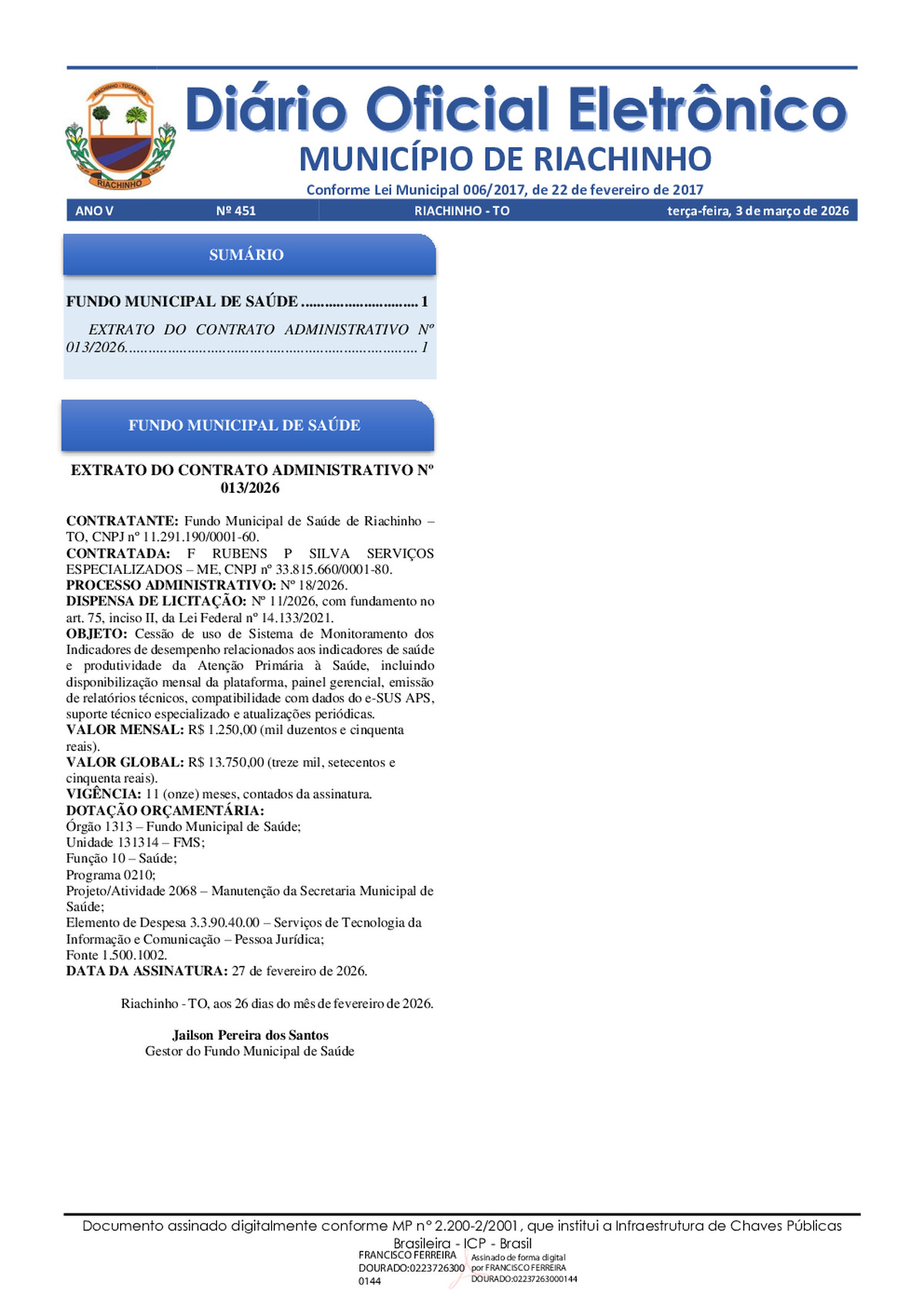 Diário Oficial N° 451