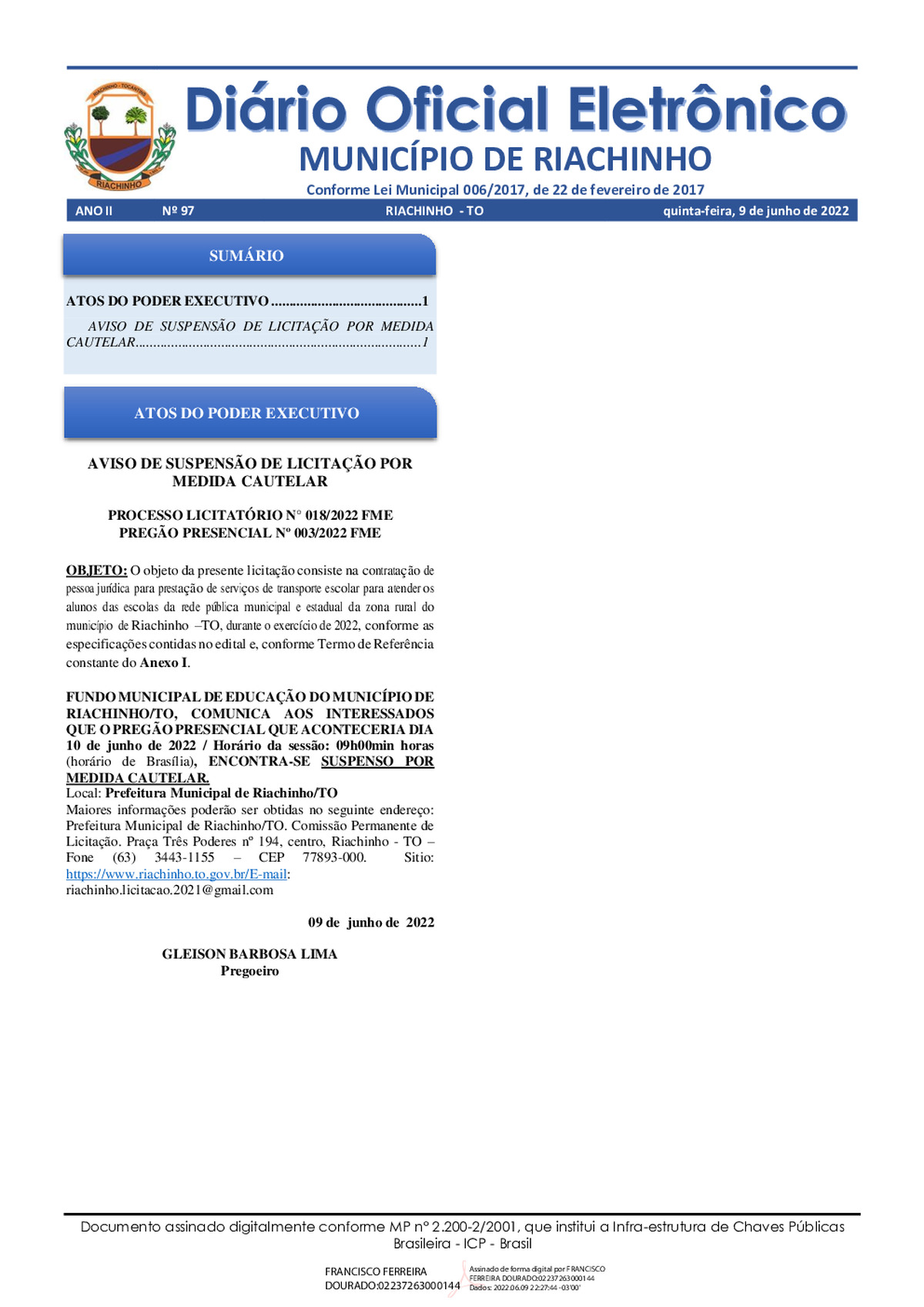 Diário Oficial - Edição 097