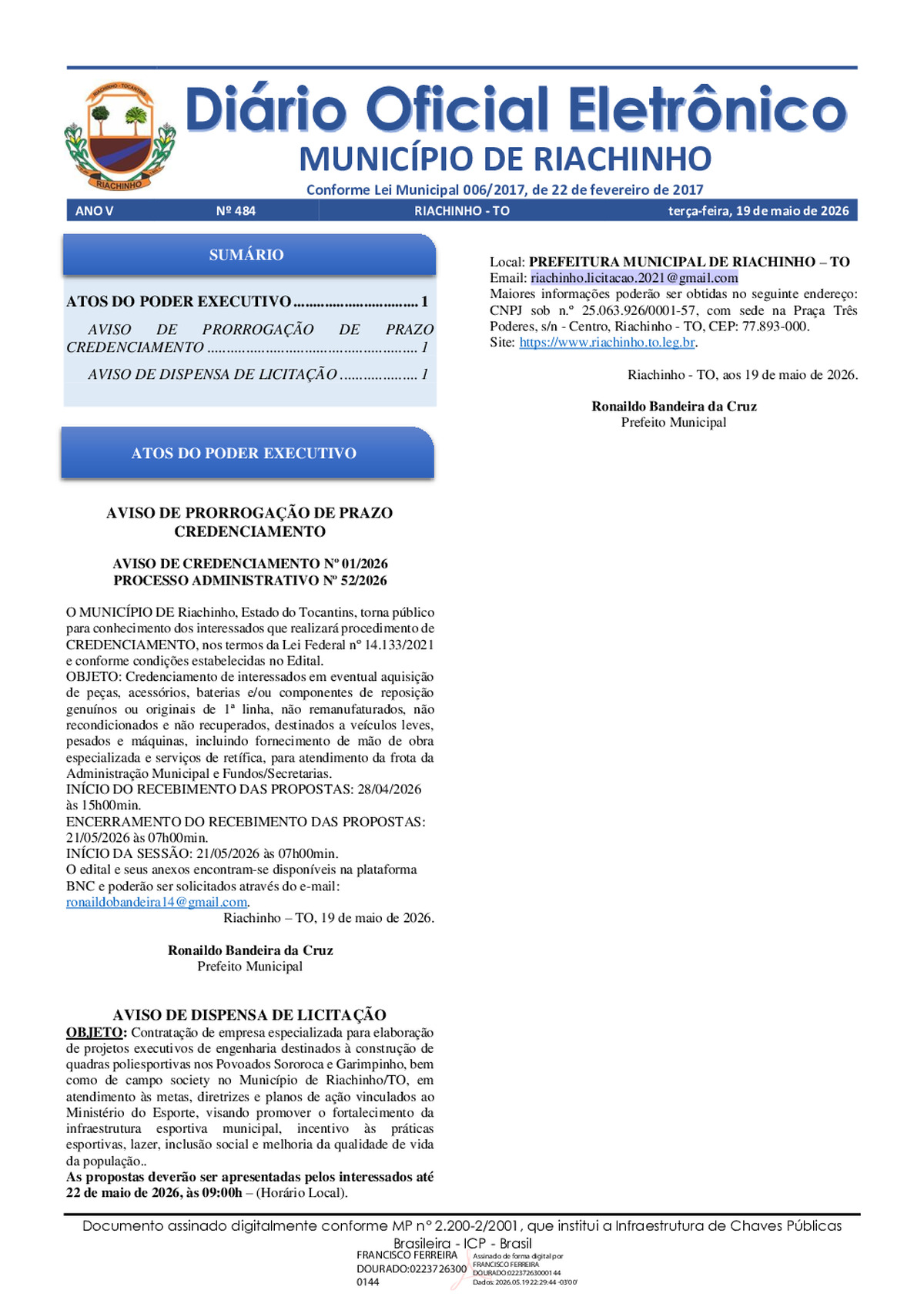 Diário Oficial N° 484