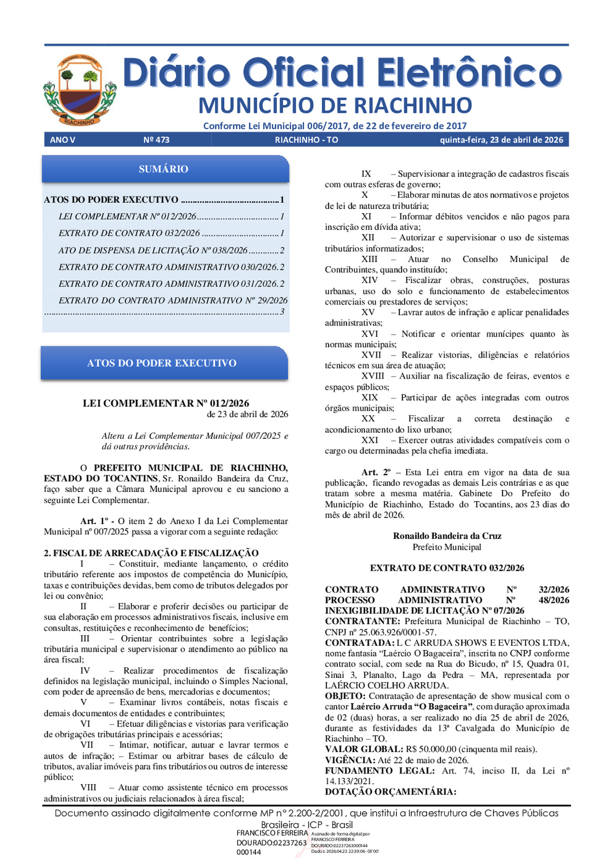 Diário Oficial N° 473