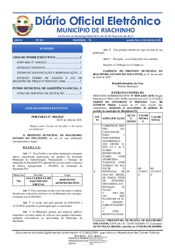 Diário Oficial - Edição 323