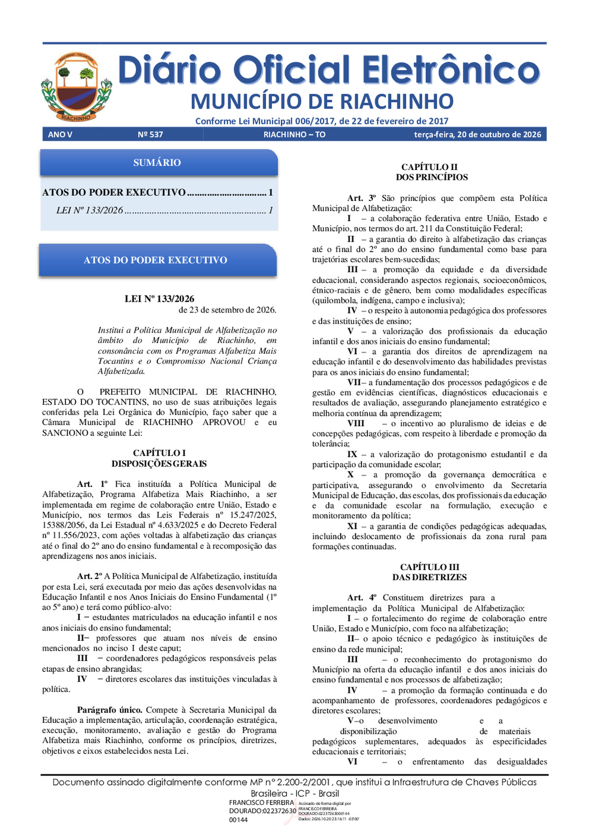 Diário Oficial N° 537