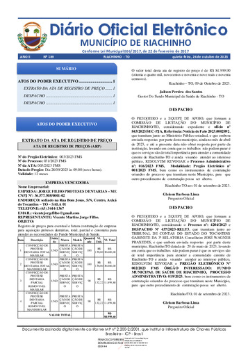 Diário Oficial - Edição 189