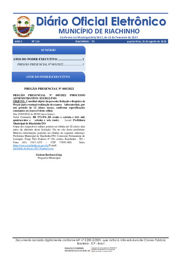 Diário Oficial - Edição 113